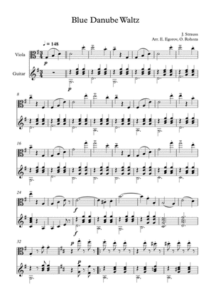 Blue Danube Waltz, Johann Strauss Jr., For Viola & Guitar
