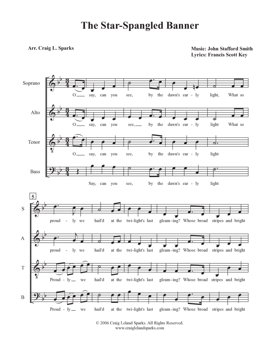 The Star Spangled Banner 4-Part scores gallery preview page 1