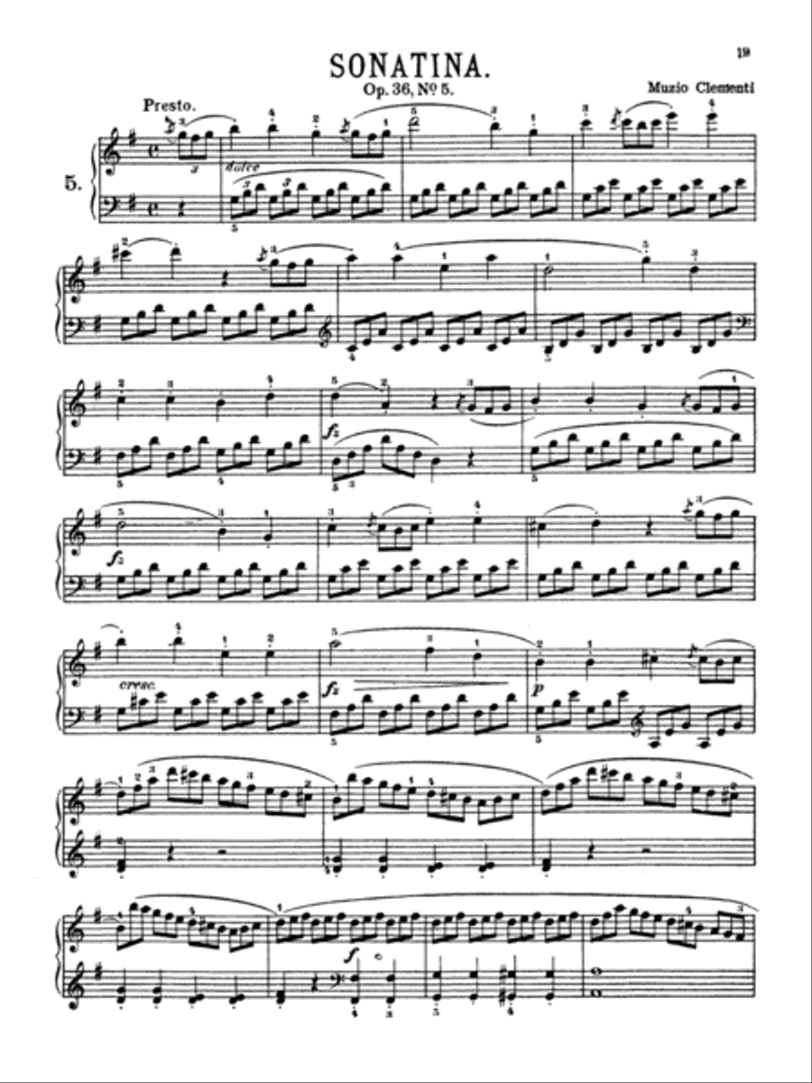 Clementi: Six Sonatinas, Op. 36, No. 5 Piano Solo scores gallery preview page 1