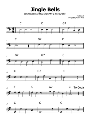 Jingle Bells - C Major (with note names)