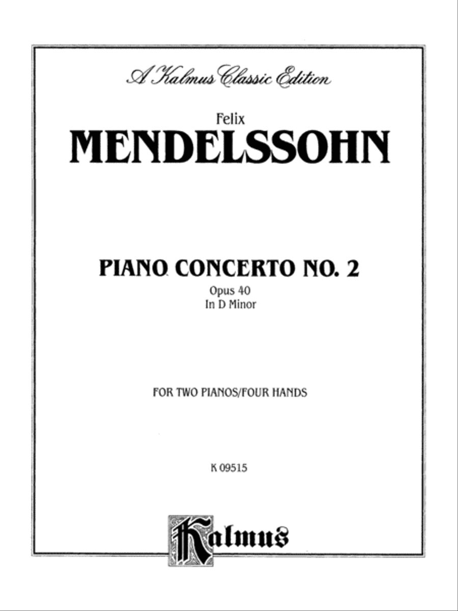 Mendelssohn: Piano Concerto No. 2 in D Minor, Op. 40 Piano scores gallery preview page 1