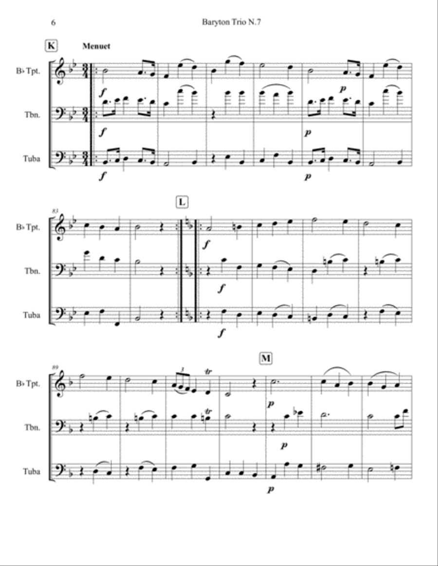 Baryton Trio N. 7 (Haydn) for Brass Trio (Trumpet, Trombone & Tuba) Baryton Trio N. 7 (Haydn) for Brass Trio (Trumpet, Trombone & Tuba) Brass Trio scores gallery preview page 6