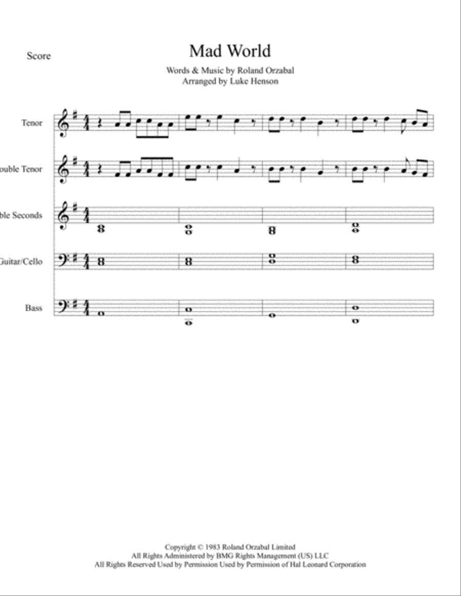 Mad World Mad World Percussion Ensemble scores gallery preview page 1