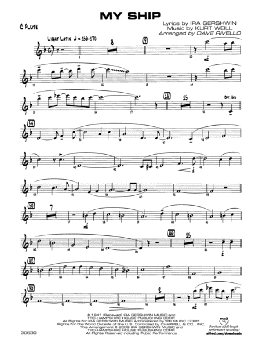My Ship: Flute My Ship: Flute Jazz Ensemble scores gallery preview page 1