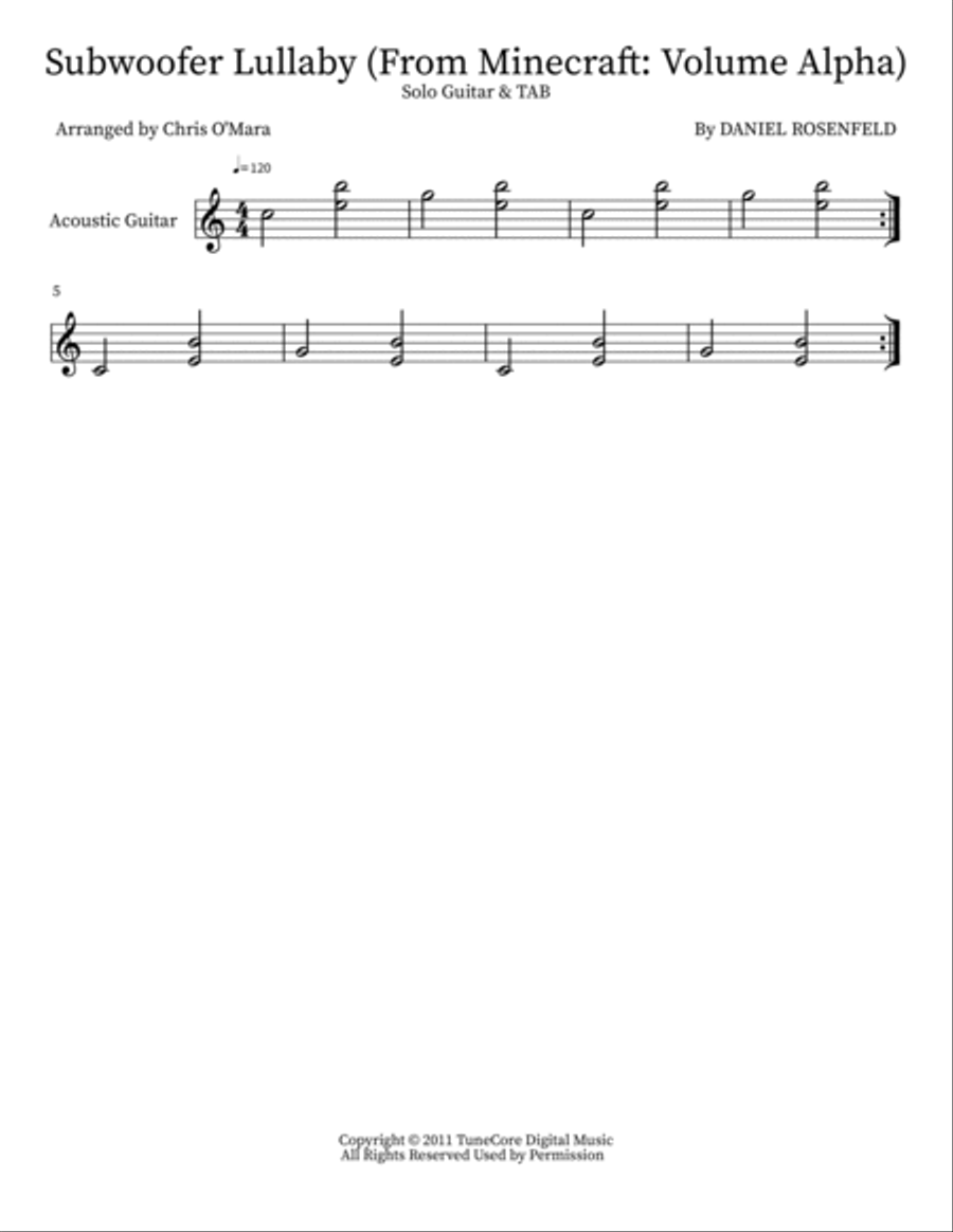 Subwoofer Lullaby (From Minecraft: Volume Alpha) Acoustic Guitar scores gallery preview page 2