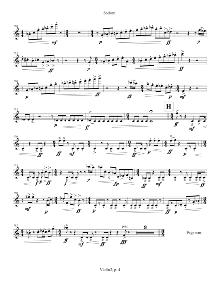 Sodium (2009, rev. 2015) for string quartet, violin 2 part
