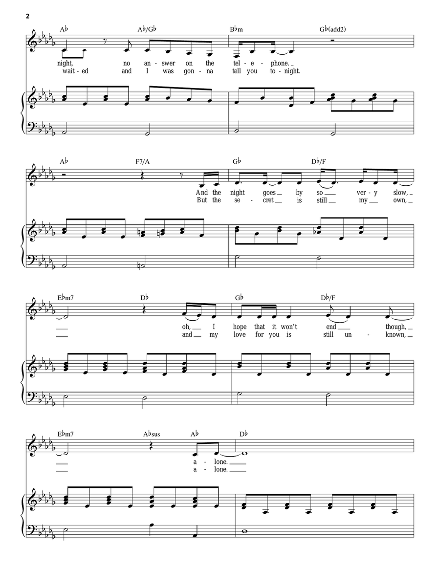 Alone Piano, Vocal scores gallery preview page 2