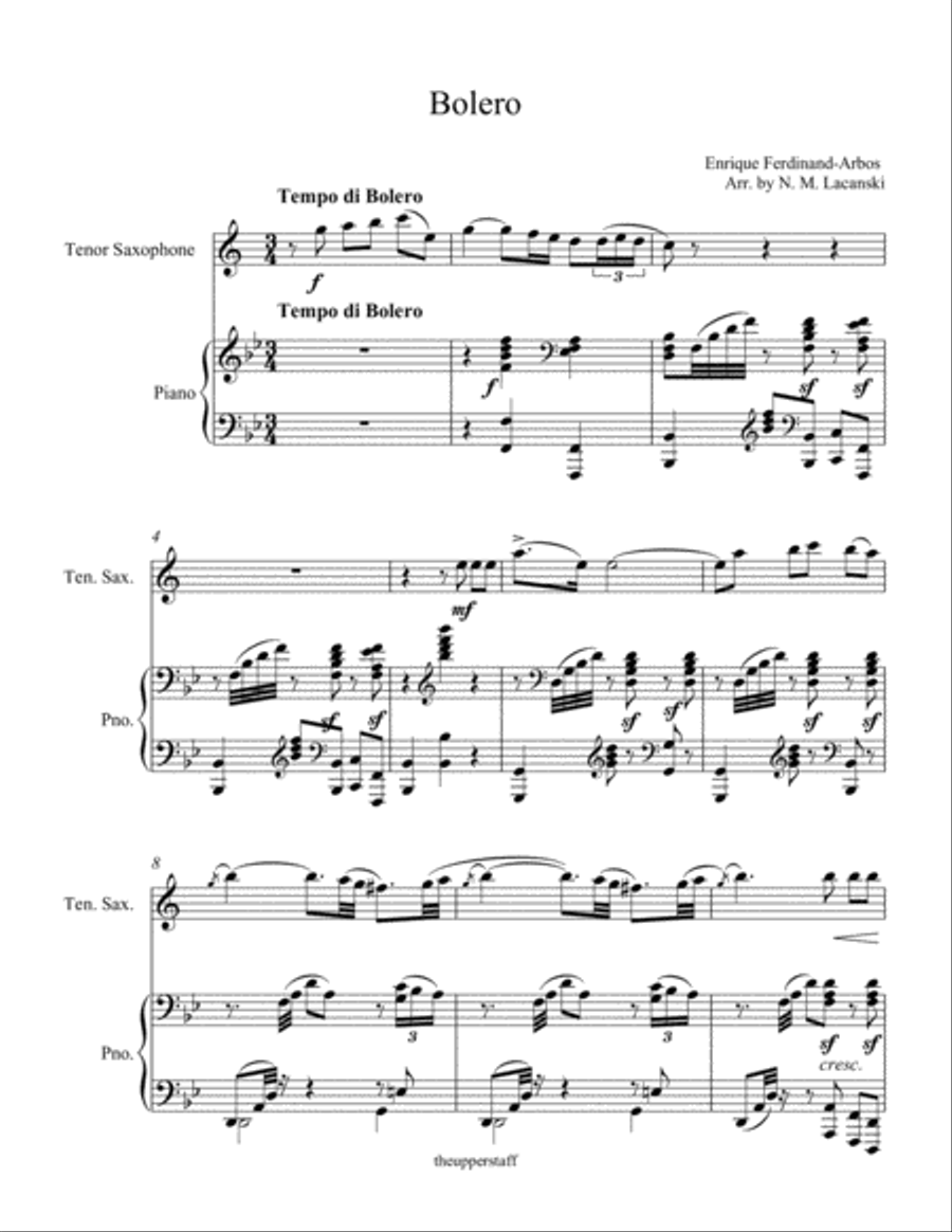 Bolero Bolero Tenor Saxophone scores gallery preview page 1