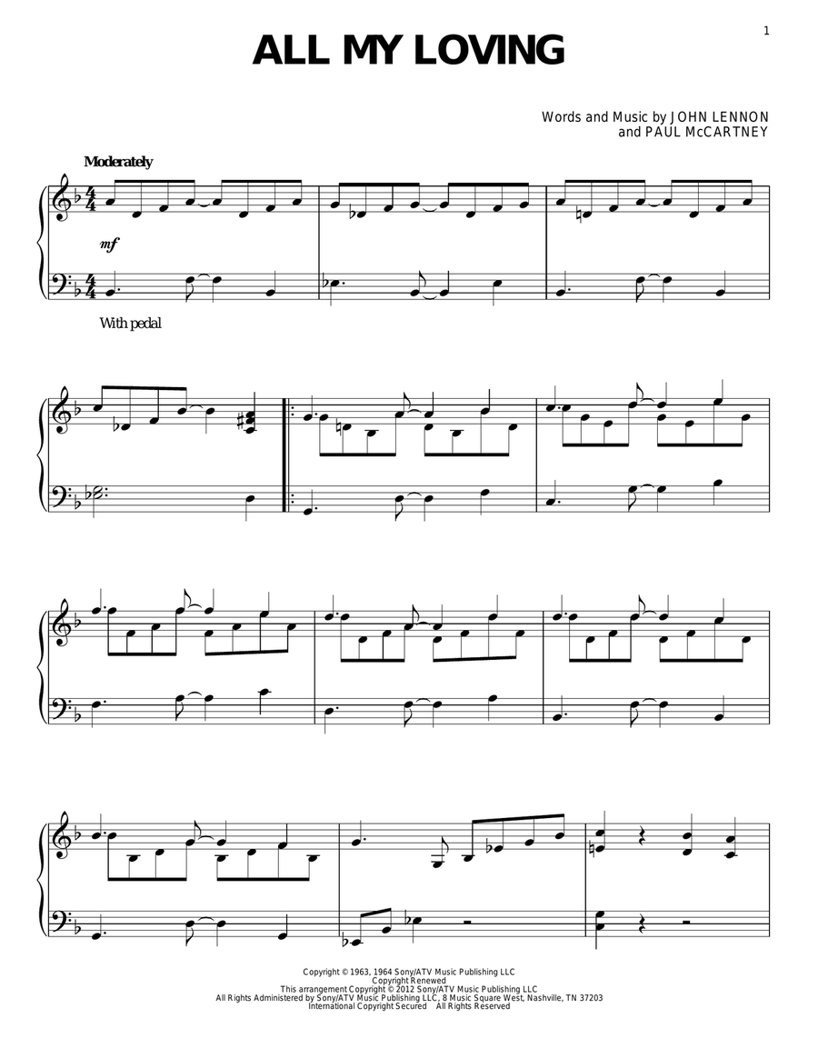 All My Loving All My Loving Piano Solo scores gallery preview page 1