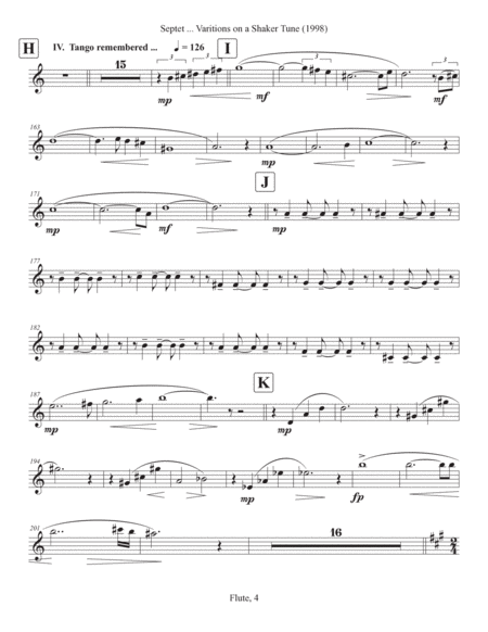 Septet, opus 77 ... Variations on a Shaker Tune (1998) Flute part