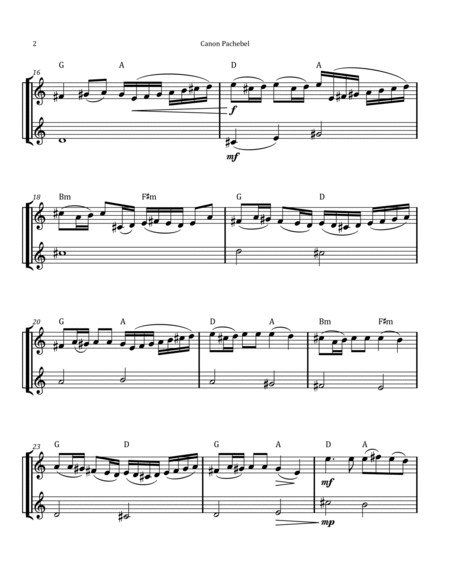 Canon by Pachelbel - French Horn Duet with Chord Notation image number null