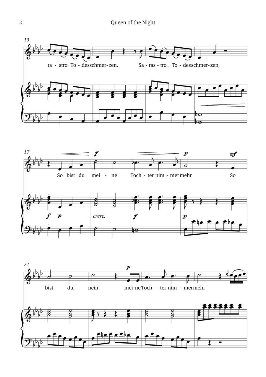 Queen of the Night (aria) - for ALTO in F minor Chamber Music scores gallery preview page 2