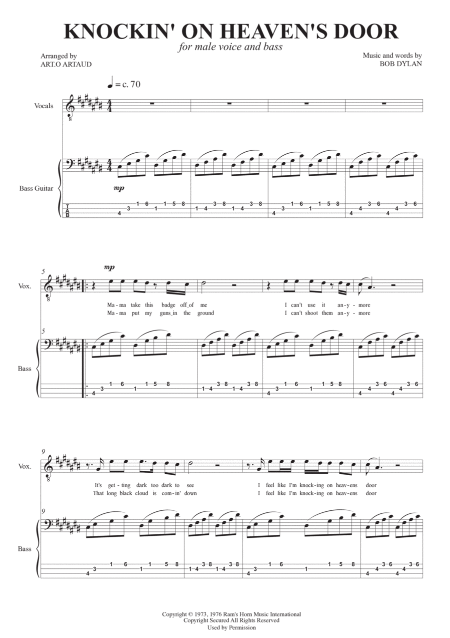 Knockin' On Heaven's Door Chamber Music scores gallery preview page 1