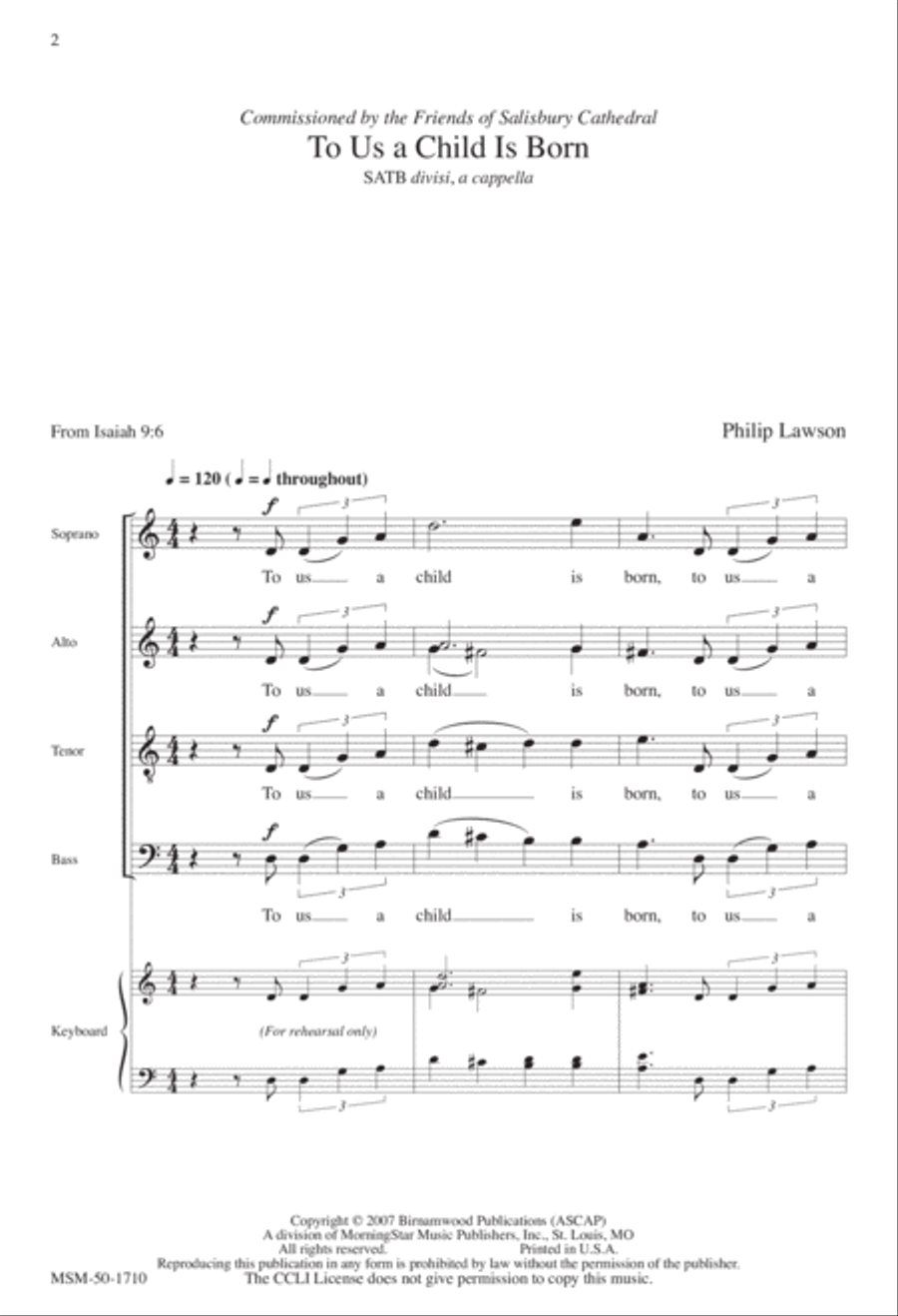 To Us a Child Is Born Divisi scores gallery preview page 2