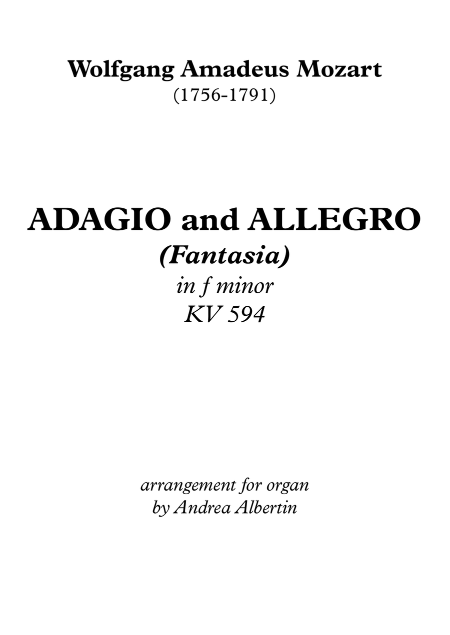 Adagio and Allegro (Fantasia) KV 594, arrangement for organ Organ Solo scores gallery preview page 1