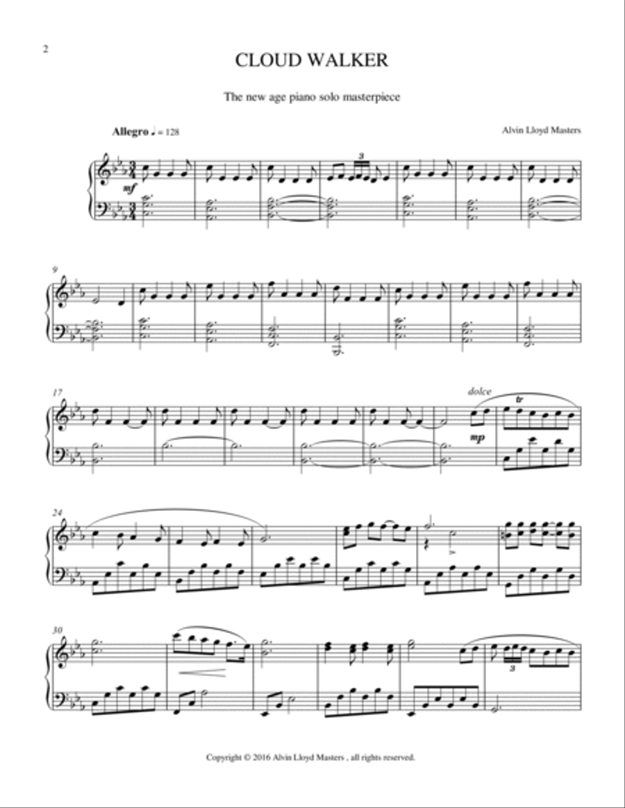 CLOUD WALKER Piano Solo scores gallery preview page 2