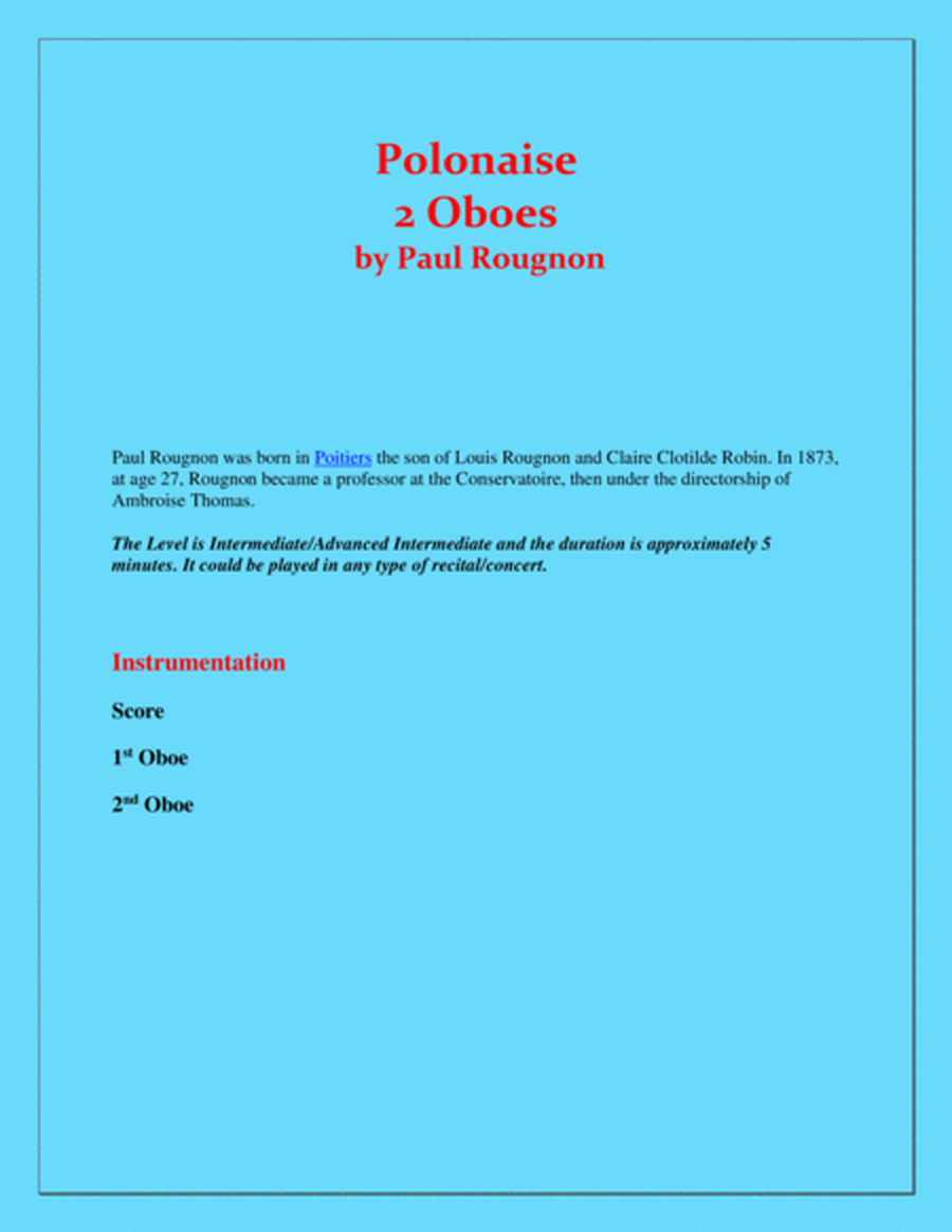 Polonaise de Concert - Paul Rougnon - for 2 Oboes Duet image number null