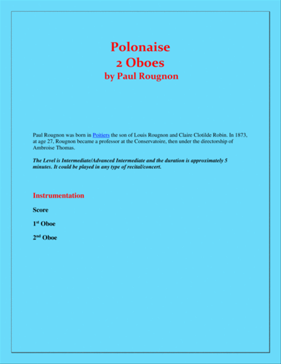 Polonaise de Concert - Paul Rougnon - for 2 Oboes Duet Woodwind Duet scores gallery preview page 2