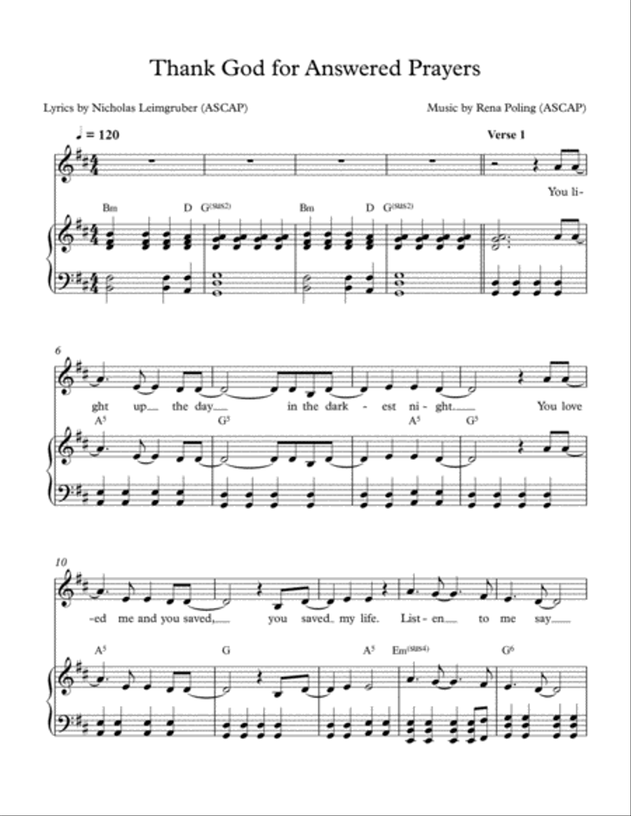 Thank God For Answered Prayers Voice scores gallery preview page 1