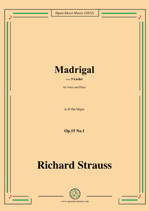Richard Strauss-Madrigal,in D flat Major,Op.15 No.1
