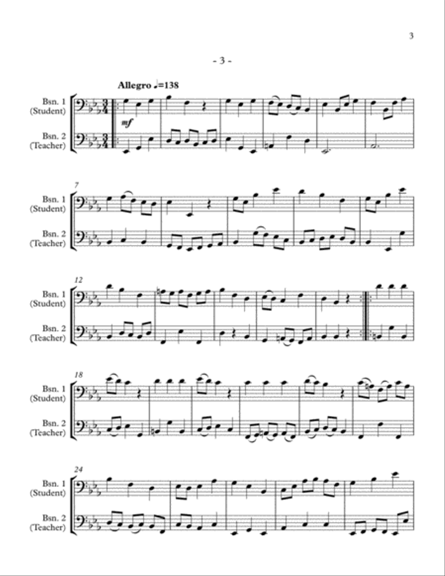 10 Little Duets for Teacher and Student (2 Bassoons) Woodwind Duet scores gallery preview page 3
