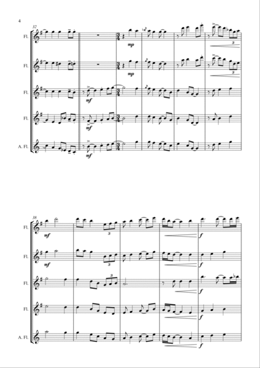 Londonderry Air (Danny Boy) - Jazz Arrangement for Flute Quartet Flute Quartet scores gallery preview page 4