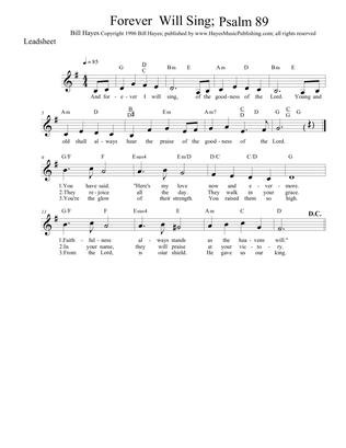 Psalm 89: Forever I Will Sing - leadsheet