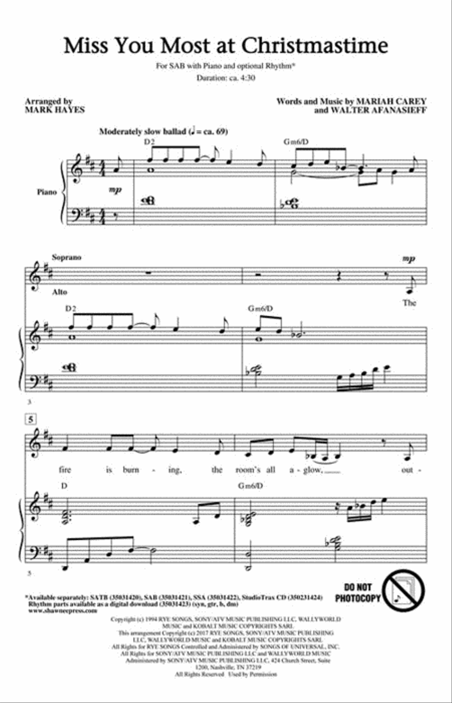 Miss You Most at Christmas Time 3-Part scores gallery preview page 2