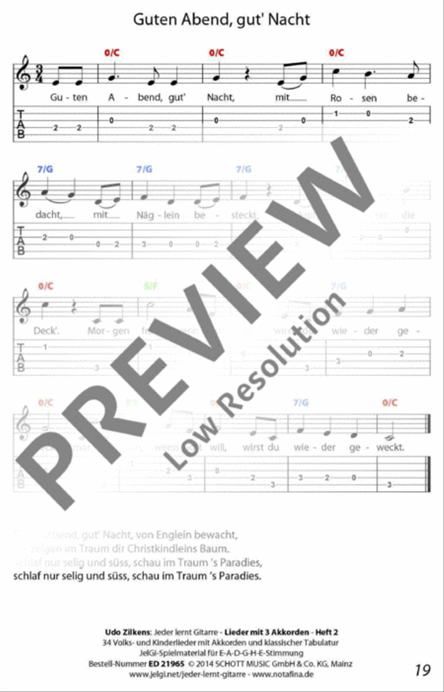 Jeder lernt Gitarre - Lieder mit 3 Akkorden Heft 2 Classical Guitar scores gallery preview page 20