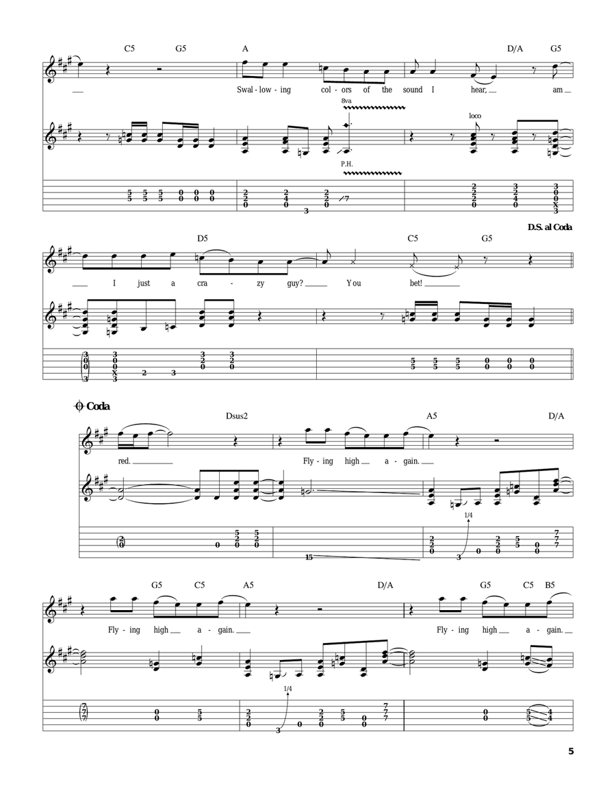 Flying High Again Acoustic Guitar scores gallery preview page 5