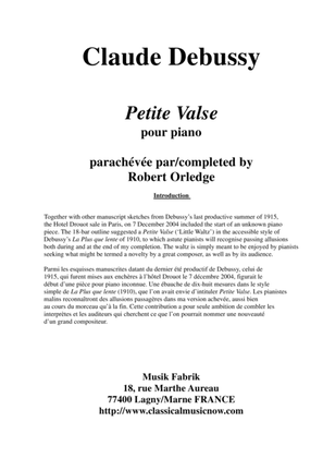 Claude Debussy: Petite Valse for solo piano, completed by Robert Orledge