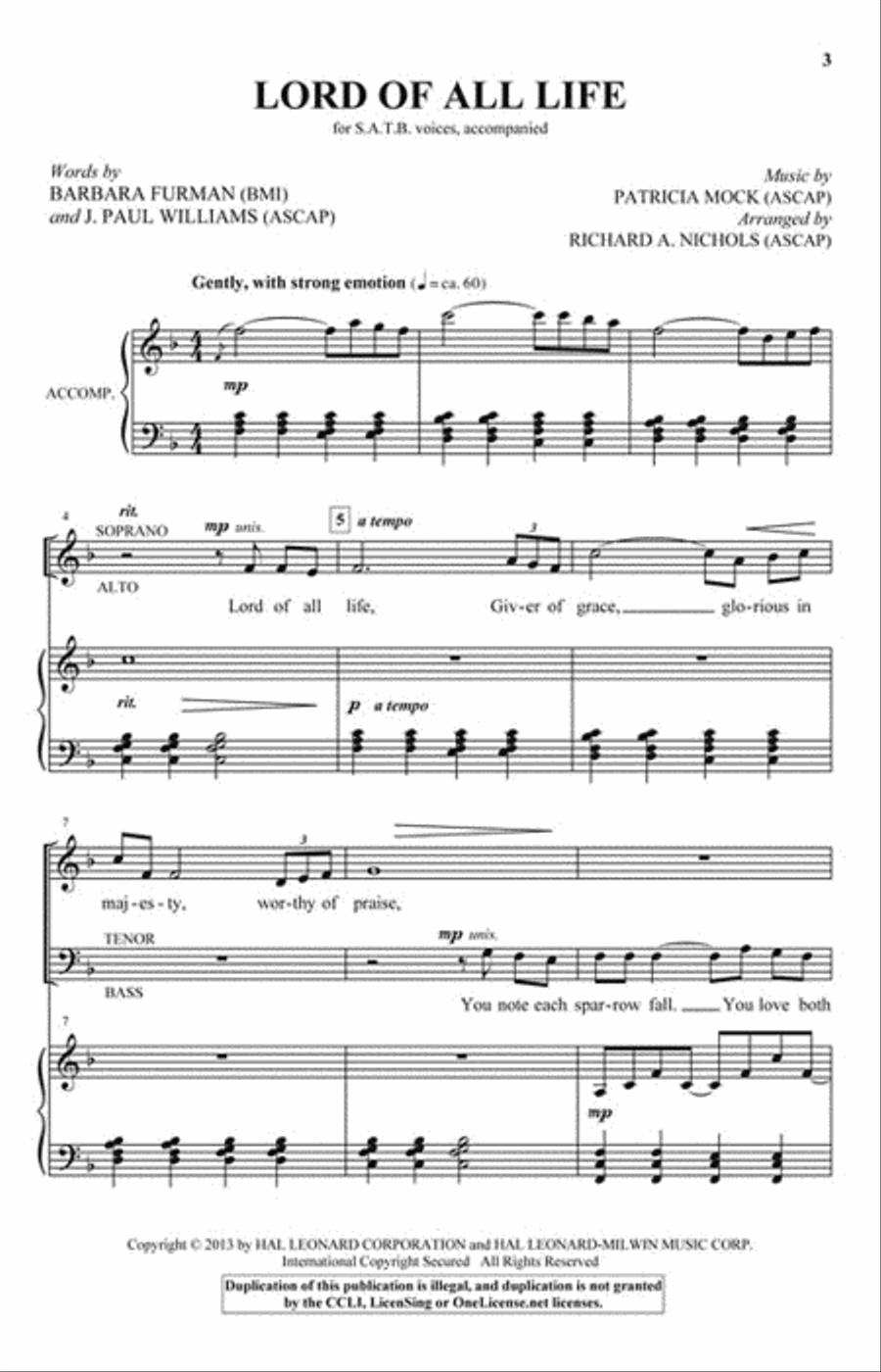 Lord of All Life 4-Part scores gallery preview page 2