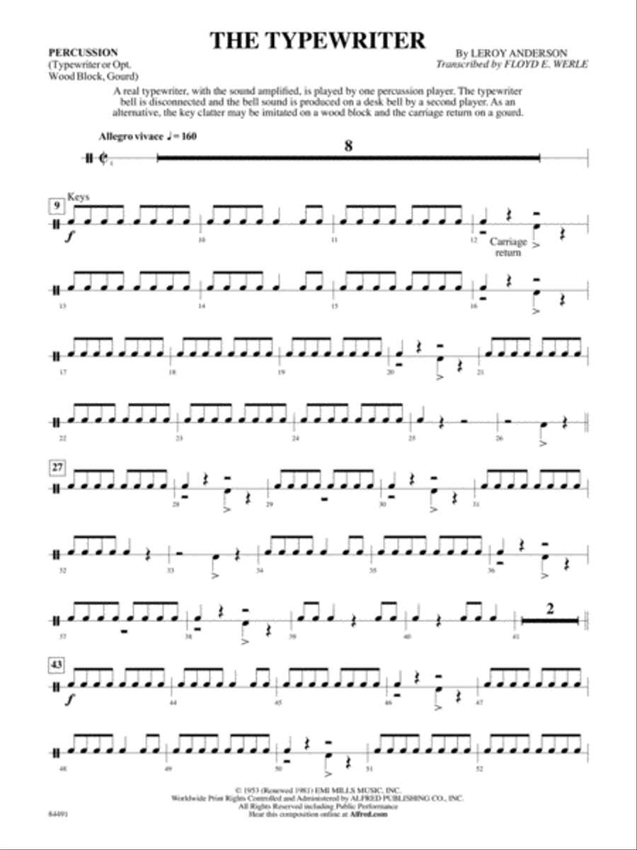 The Typewriter: 1st Percussion Concert Band scores gallery preview page 1