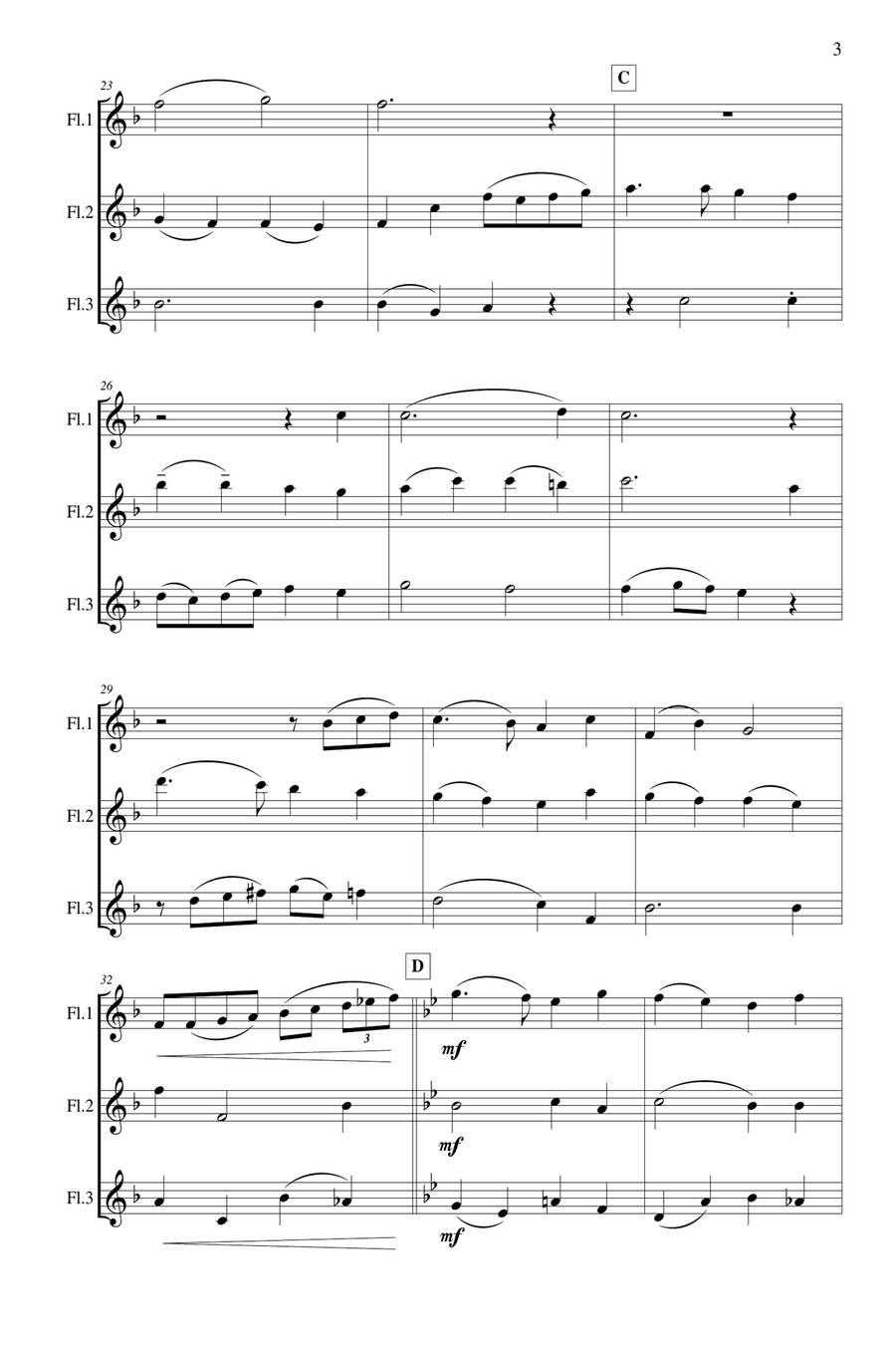 While Shepherds Watched Their Flocks By Night Flute Trio scores gallery preview page 4