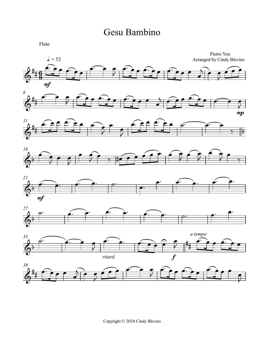 Gesu Bambino, for Flute, Clarinet and Violin Small Ensemble scores gallery preview page 6