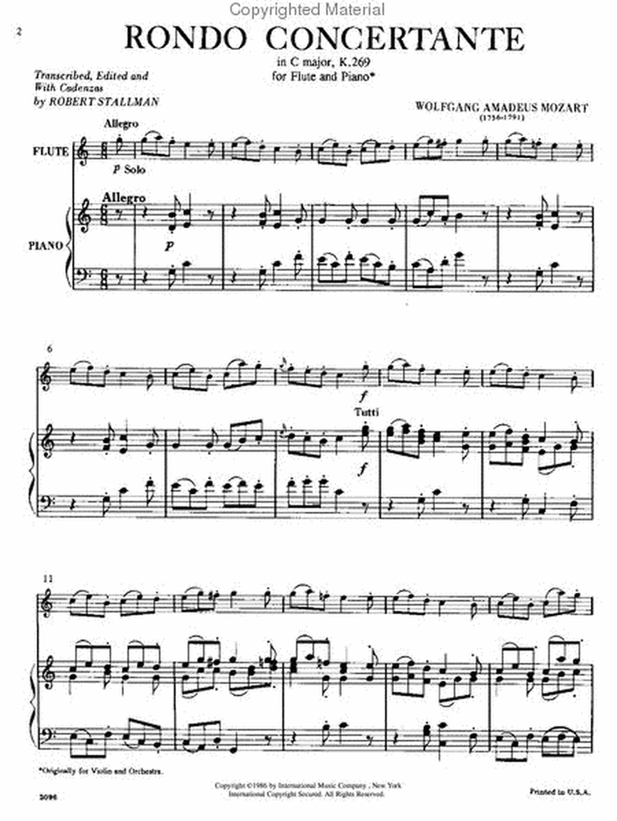 Rondo Concertante In C Major, K. 269