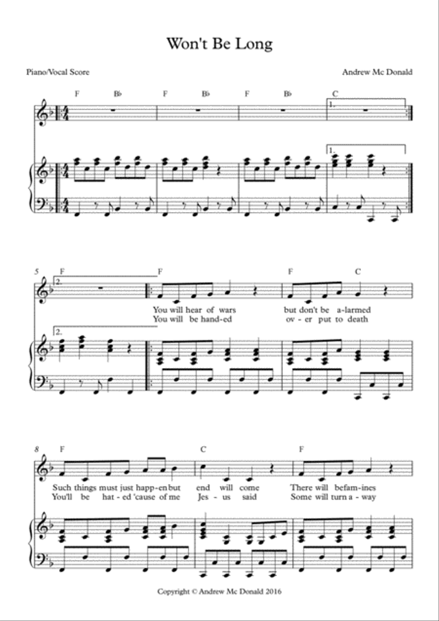 Won't Be Long Won't Be Long Voice scores gallery preview page 2