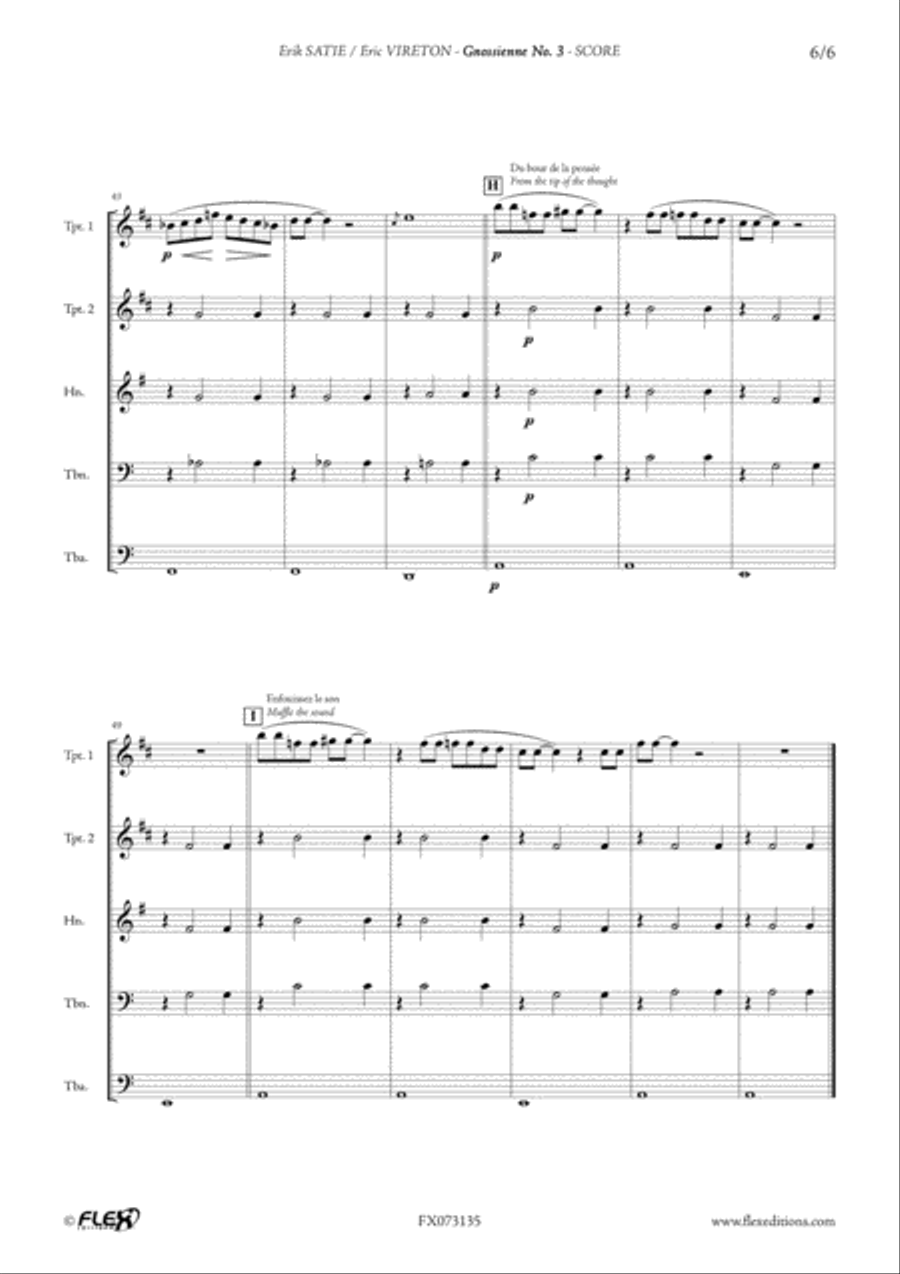 Gnossienne No. 3 Horn scores gallery preview page 6