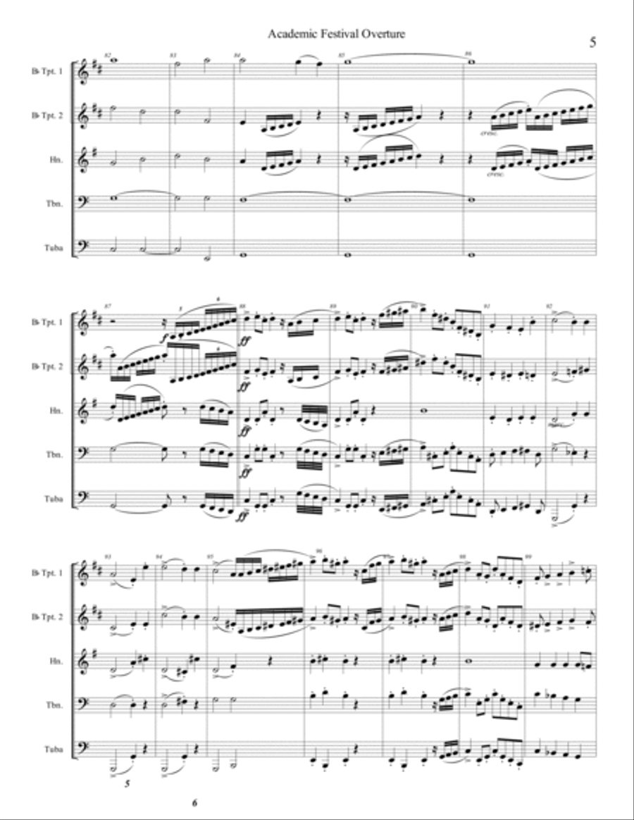 Academic Festival Overture, Opus 80 Brass Ensemble scores gallery preview page 6