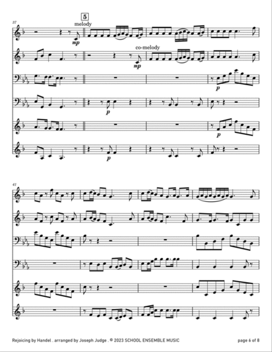 Rejoicing by Handel for Brass Quartet in Schools Brass Quartet scores gallery preview page 6