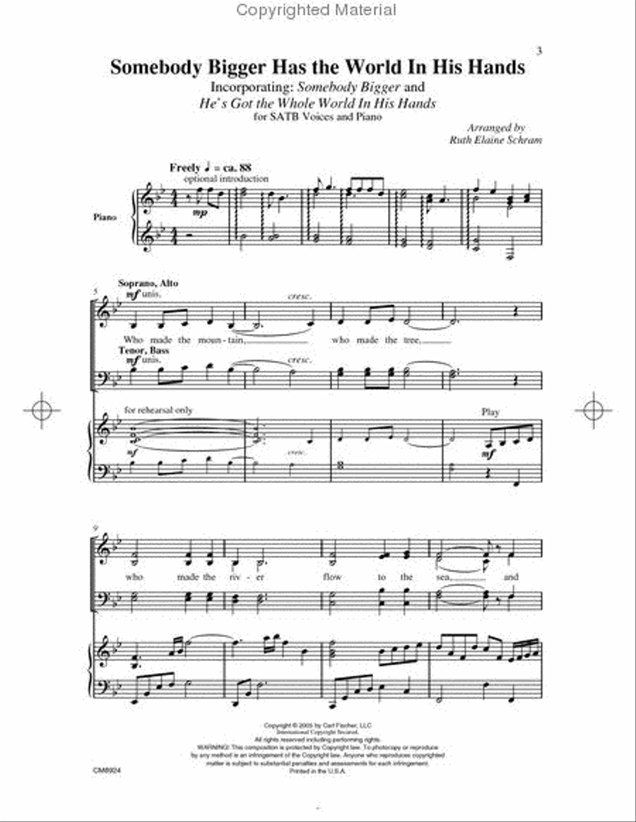 Somebody Bigger Has the World In His Hands 4-Part scores gallery preview page 2