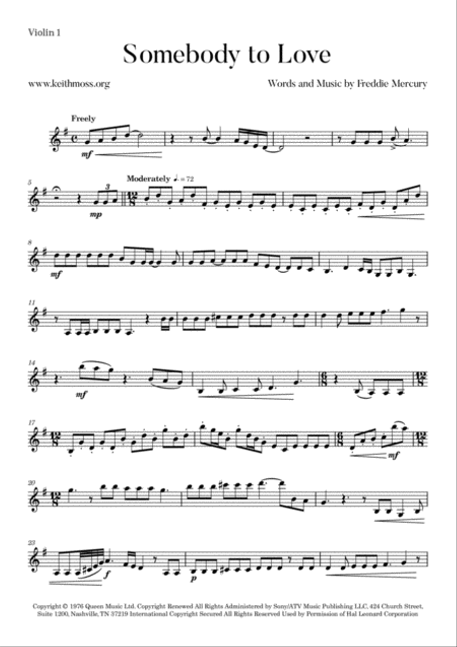 Somebody To Love String Quartet scores gallery preview page 3