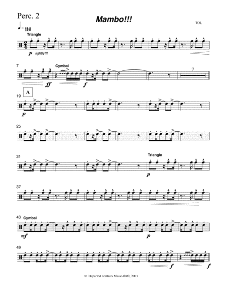 Mambo!!! Percussion 2 part Full Orchestra scores gallery preview page 1