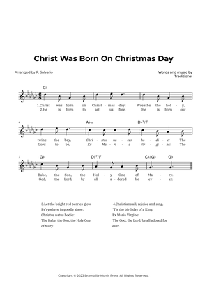 Christ Was Born On Christmas Day (Key of G-Flat Major)