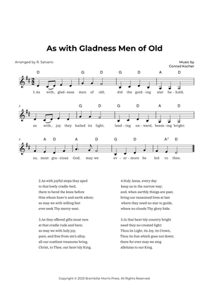 As with Gladness Men of Old (Key of D Major)