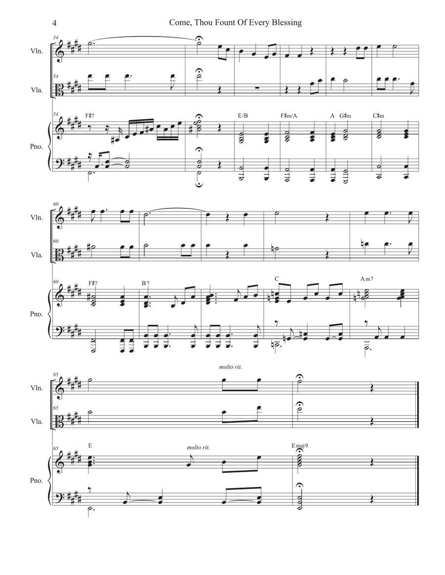 Come, Thou Fount Of Every Blessing (Duet for Violin and Viola) String Duet scores gallery preview page 4