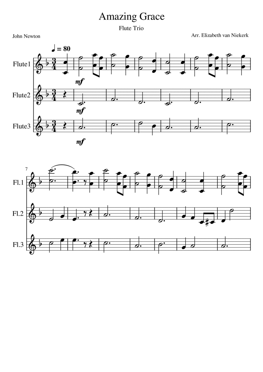 Amazing Grace Amazing Grace Woodwind Trio scores gallery preview page 1