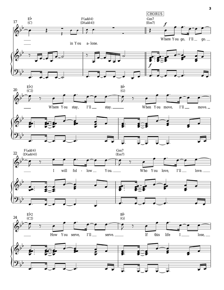I Will Follow Piano, Vocal, Guitar scores gallery preview page 3