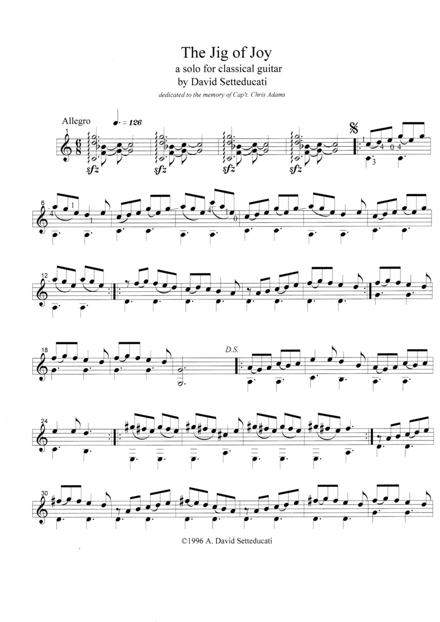 The Jig of Joy-dedicated to the memory of Cap't. Chris Adams Guitar Solo scores gallery preview page 1