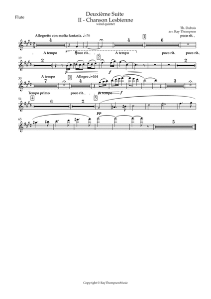 Dubois: Deuxième Suite pour Instruments à vent (2nd Suite-Winds) II.Chanson Lesbienne - wind quintet image number null